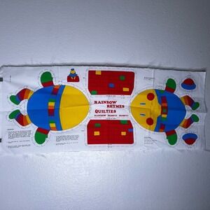 Vintage 1980's Cut & Sew Fabric Panel Rainbow Rhymes Quilties Humpty Dumpty